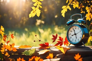 leaves and clock