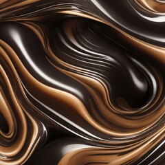 Brown and black colors 3d rendering of abstract wavy liquid background