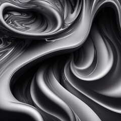 Gray and black colors 3d rendering of abstract wavy liquid background