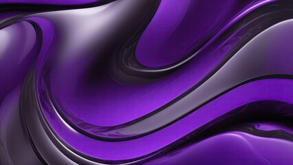 Purple and black colors 3d rendering of abstract wavy liquid background