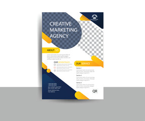 Creative And Clean  corporate Flyer Template Design. Navy blue and white two color combination 
vector design.