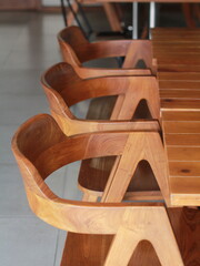 wood chair and wood table at the restaurant