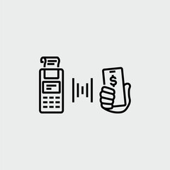 Electronic Mobile Smartphone Payment Method Vector Line Icon