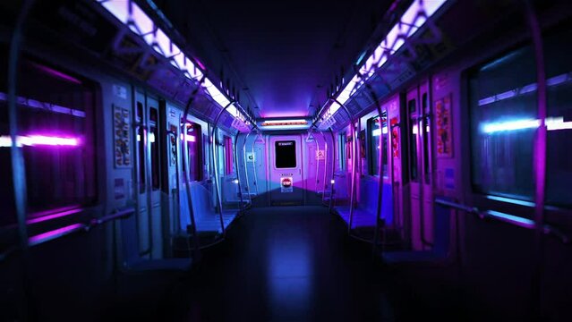 cyberpunk style train passenger car
