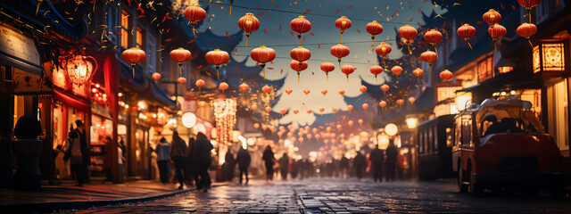 Chinese happy Lunar New Year holiday. Chinese sentence means happiness, healthy, Lucky and Wealthy - obrazy, fototapety, plakaty