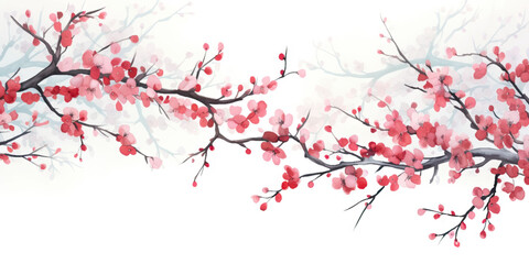 Ink painting cherry blossom white background