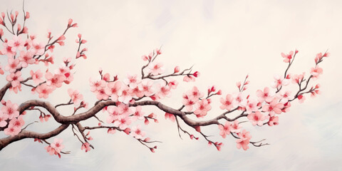 Ink painting cherry blossom white background © Yee Suen