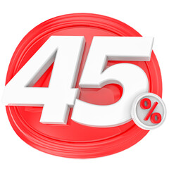 Obraz premium 45 Percentage Red Number 3D Render