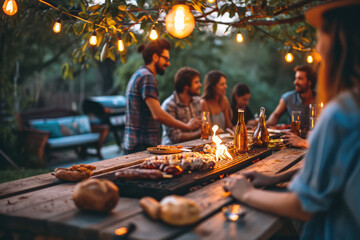 Social Gathering: Friends Enjoy A Barbecue Together