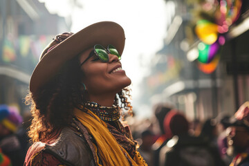Immersing In The Lively Mardi Gras Culture Of New Orleans: Traveler's Perspective With - obrazy, fototapety, plakaty