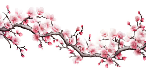 Ink painting cherry blossom in white background