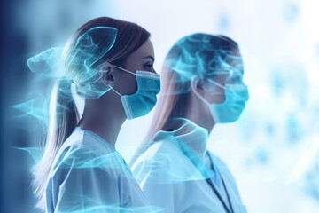 High-Quality Double Exposure Photo Of A Medical Team Illustrating Healthcare And Medical Concept