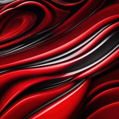 Red and black colors 3d rendering of abstract wavy liquid background