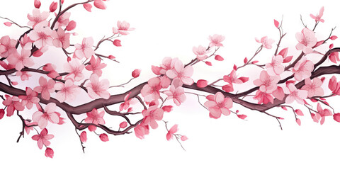 Fototapeta premium Ink painting cherry blossom white background