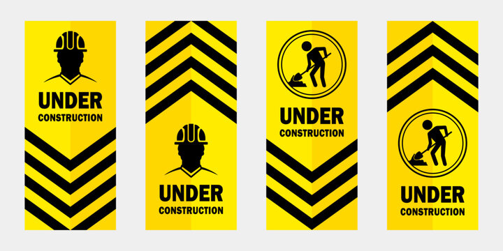under construction for working area warning sign printable signs poster template design set collection