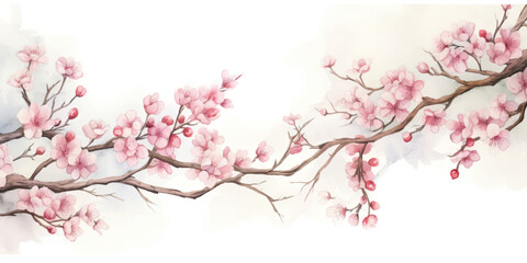 Obraz na płótnie Canvas Ink painting cherry blossom white background