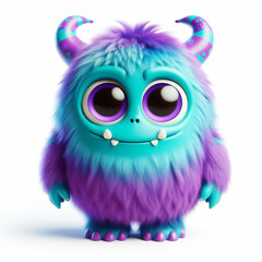 Fototapeta premium Adorable furry cartoon monster. Funny design. Play time. AI generated