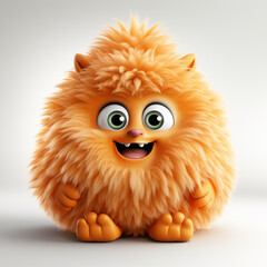 Adorable furry cartoon monster. Funny design. Play time. AI generated