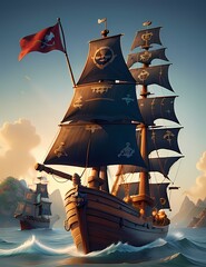 pirate ship sailing