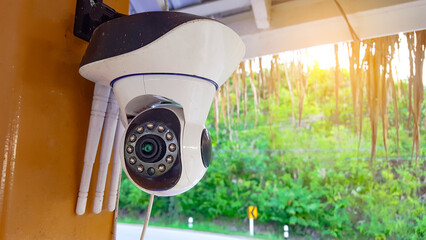 Surveillance camera installed at habitual residence - obrazy, fototapety, plakaty