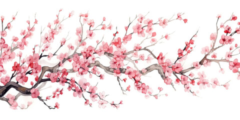 Ink painting cherry blossom white background