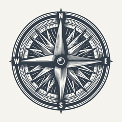 Compass. Vintage engraving style woodcut vector illustration.	
