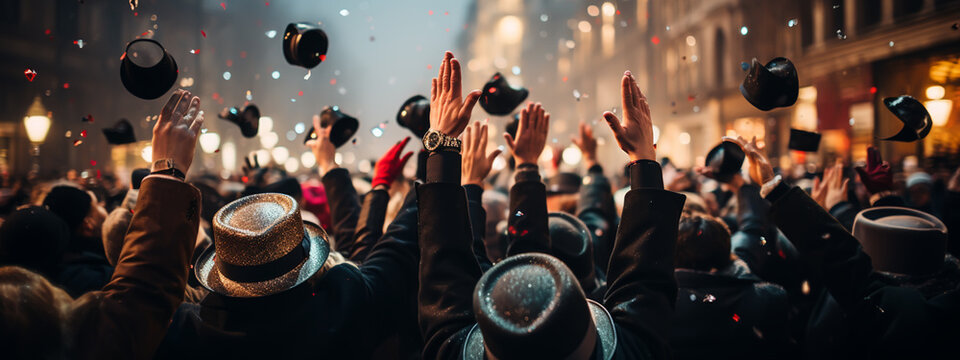Concert crowd. Winter family event background