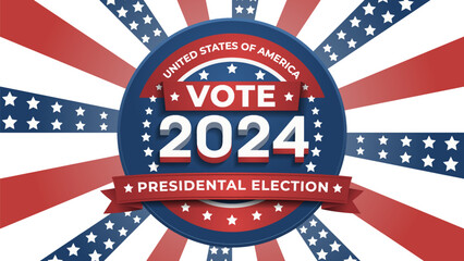2024 banner for election campaign. Vote 2024 in USA. Vector illustration