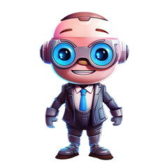 3d Robot mascot, AI in science and business, Technology and engineering concept. isolated png...