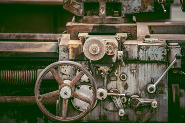 Fototapeta na wymiar Close up to detail of soviet style old machines