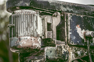 Close up to detail of soviet style old machines