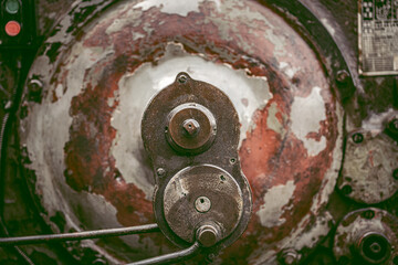 Close up to detail of soviet style old machines