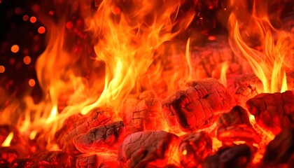 Fototapeta na wymiar a close up of a fire with flames and smoke