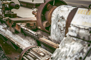 Close up to detail of soviet style old machines