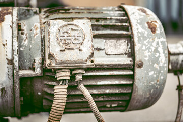Close up to detail of soviet style old machines