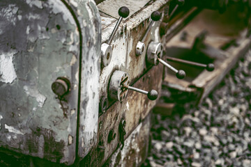 Close up to detail of soviet style old machines