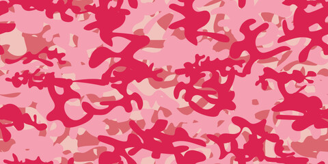 Women Camo Print. Digital Rose Camouflage Seamless Paint. Repeat Abstract Camoflage. Urban Fabric Pattern. Seamless Vector Camouflage. Military Army Print. Girl Pink Grunge. Camo Female Pink Texture.