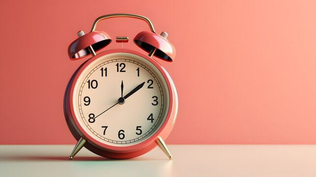 Close-up of retro alarm clock on minimalist theme background, countdown concept illustration