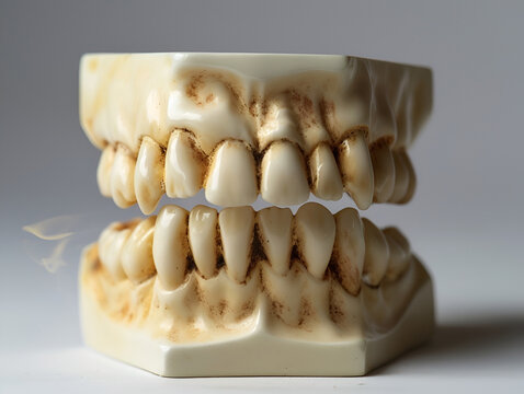 plaster model of smoker's teeth