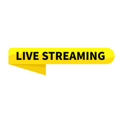 Live Streaming In Yellow Rounded Rectangle Ribbon Shape For Sign Information Advertising Business Marketing Social Media Information
