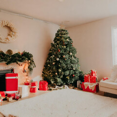 christmas tree with gifts - AI Generated