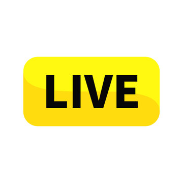 Live In Yellow Rectangle Shape For Information Sign Announcement Business Marketing Social Media Streaming
