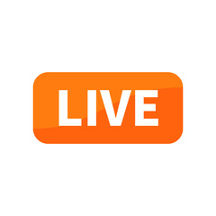 Live In Orange Rectangle Shape For Information Sign Announcement Business Marketing Social Media Streaming
