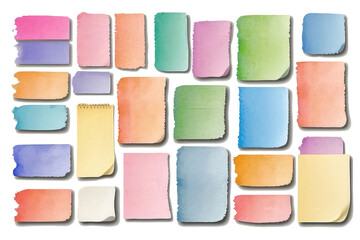 Fototapeta premium watercolor set of list sheet digital cute sticky notes memo, design elemen on transparent background