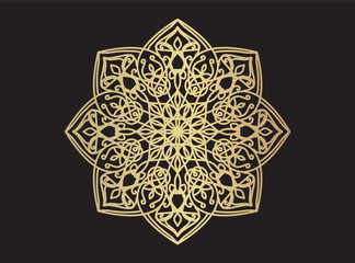 Luxury mandala design with golden ornate background, decorative mandala for print.