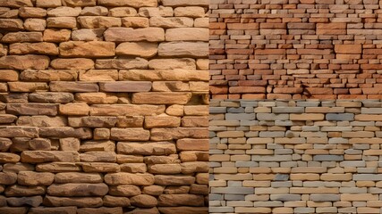Stone wall. Set of four images. Texture. Background.