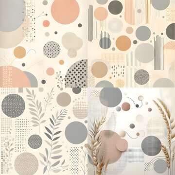  Abstract and minimalist background.Set of four images. Soft colors.