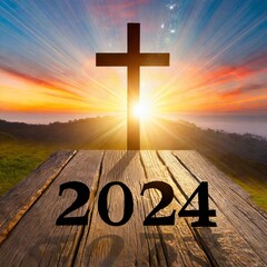 Cross on the hill with 2024 