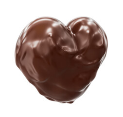 3d rendering heart made of chocolate isolated on a white background