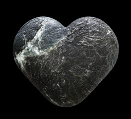 3d rendering heart made of stone isolated on a dark background
